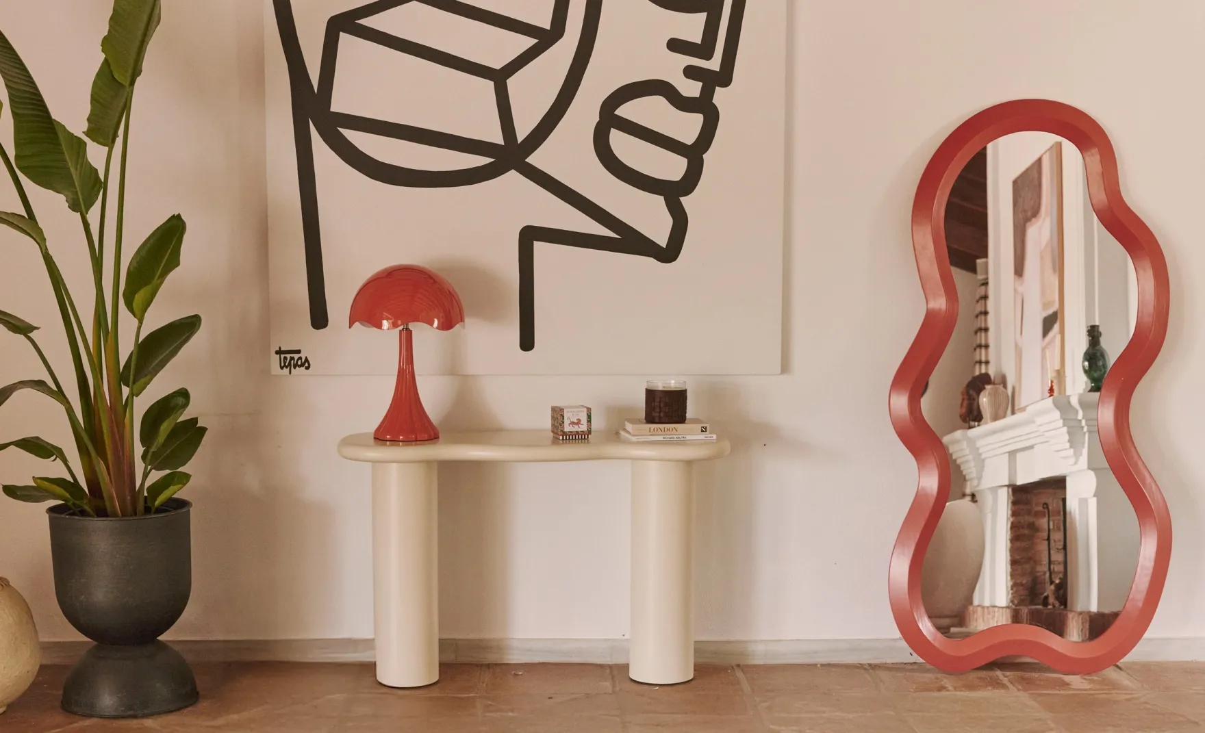 Lampe de table, Terracotta glossy, H52 Tulip