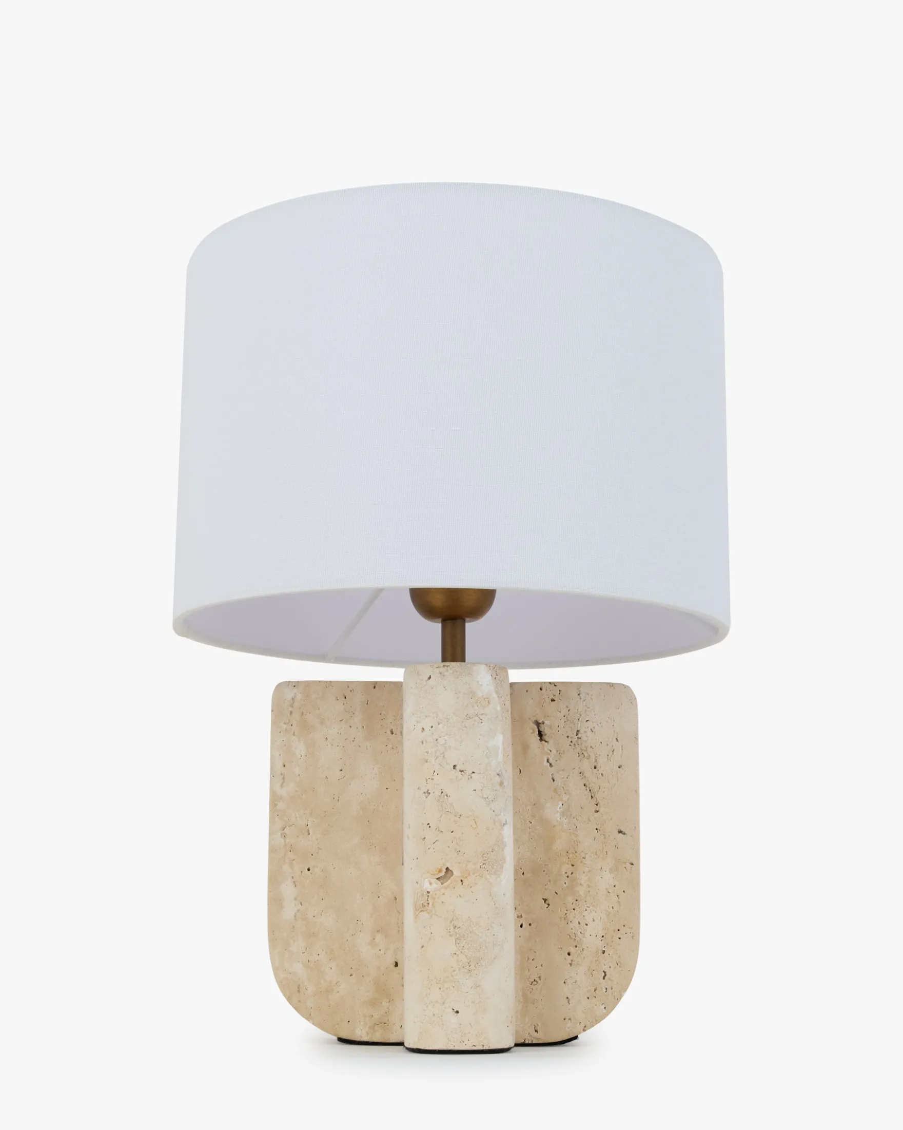 Lampe de table, Travertin & Lin blanc, H38,5 Lumenis