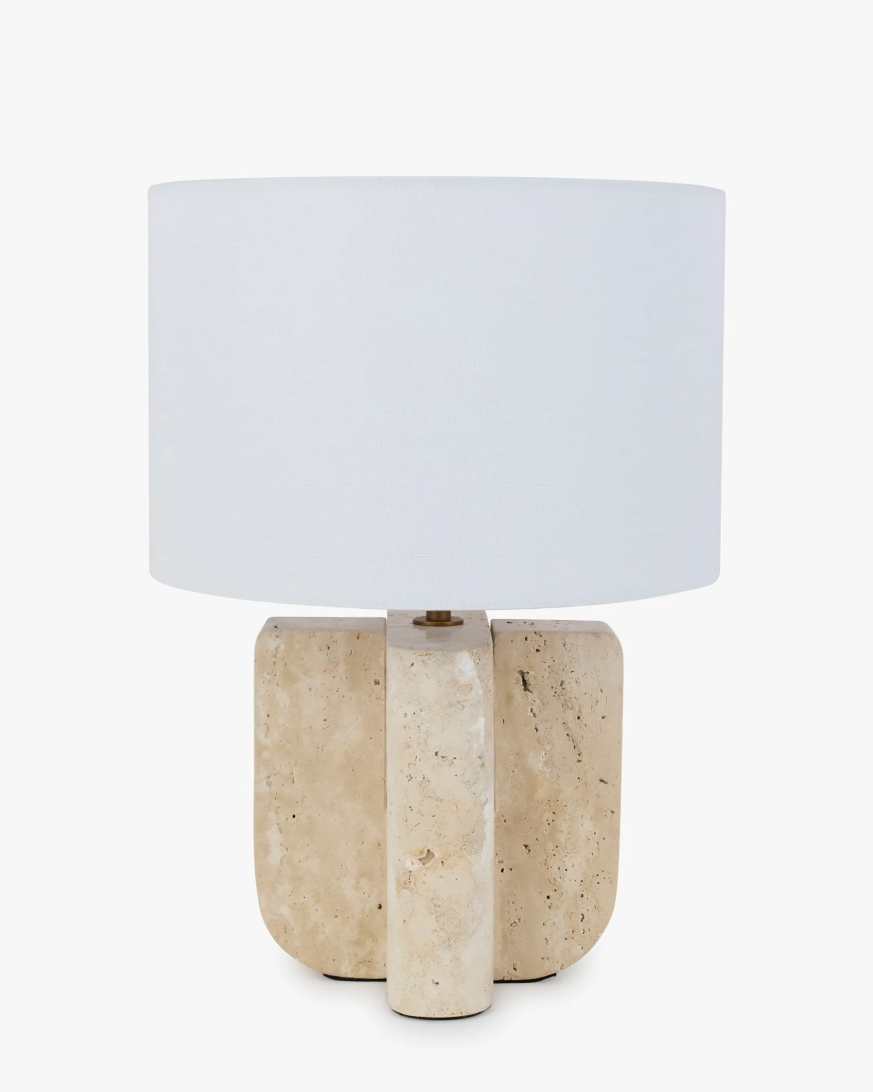 Lampe de table, Travertin & Lin blanc, H38,5 Lumenis
