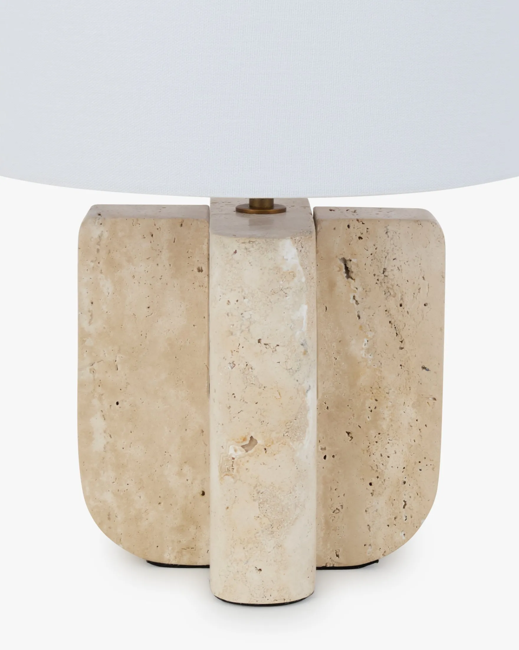 Lampe de table, Travertin & Lin blanc, H38,5 Lumenis