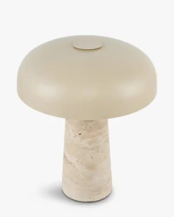 Lampe de table, Travertin & Métal beige, H31,5 Amanita