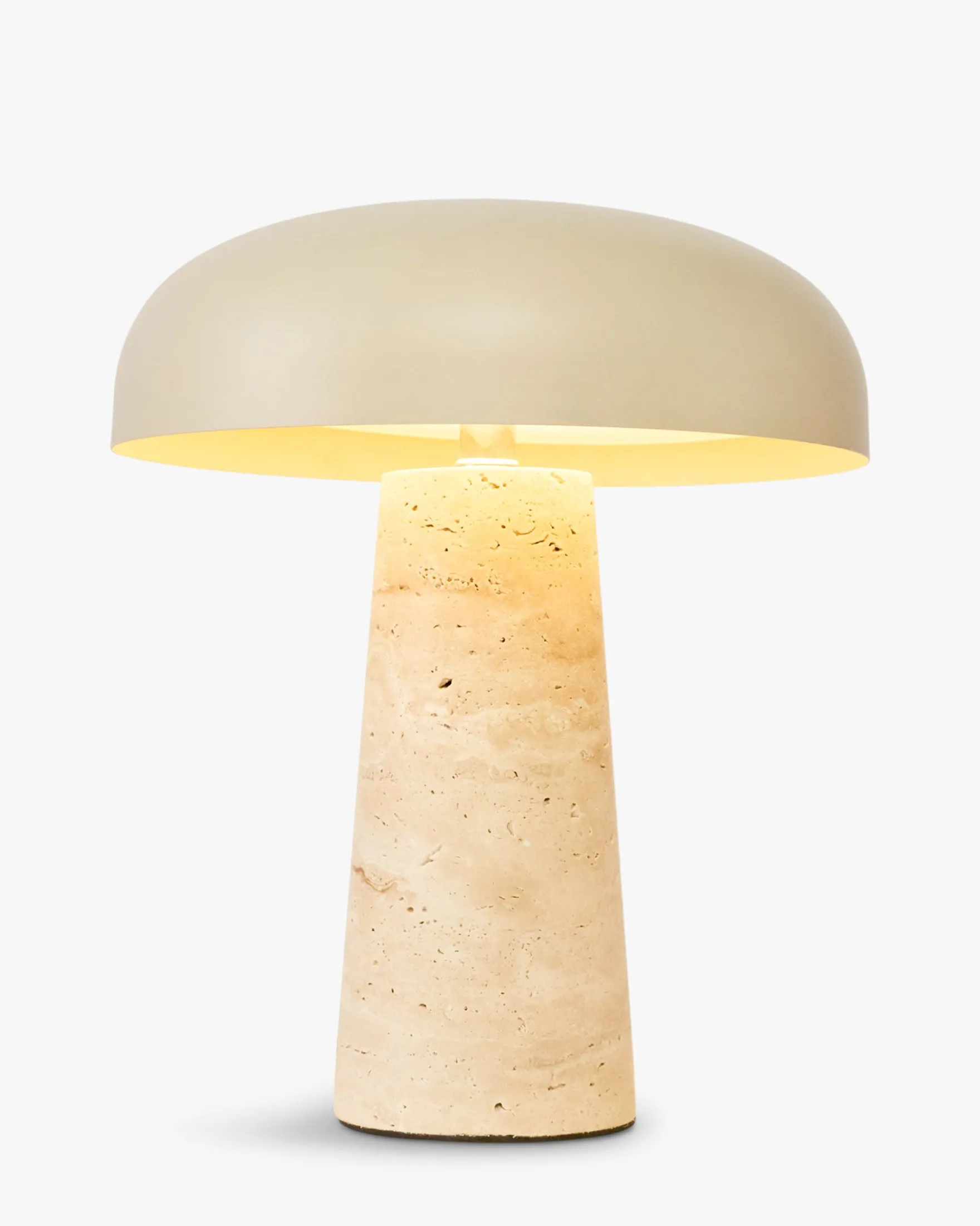 Lampe de table, Travertin & Métal beige, H31,5 Amanita