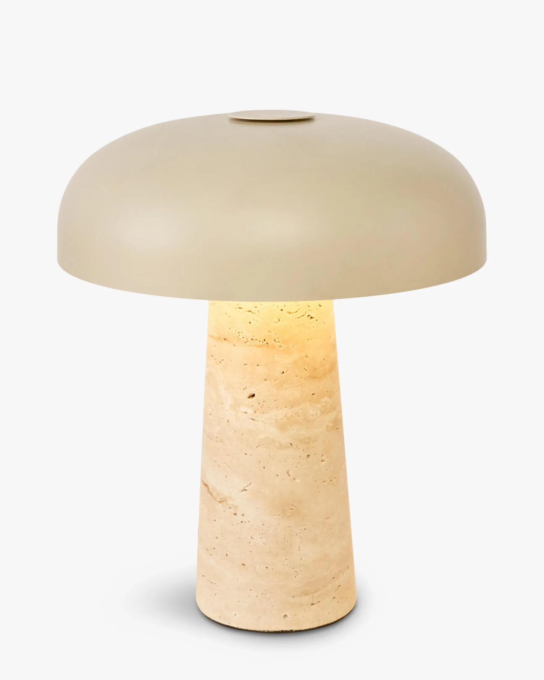 Lampe de table, Travertin & Métal beige, H31,5 Amanita