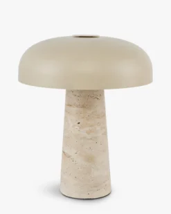 Lampe de table, Travertin & Métal beige, H31,5 Amanita