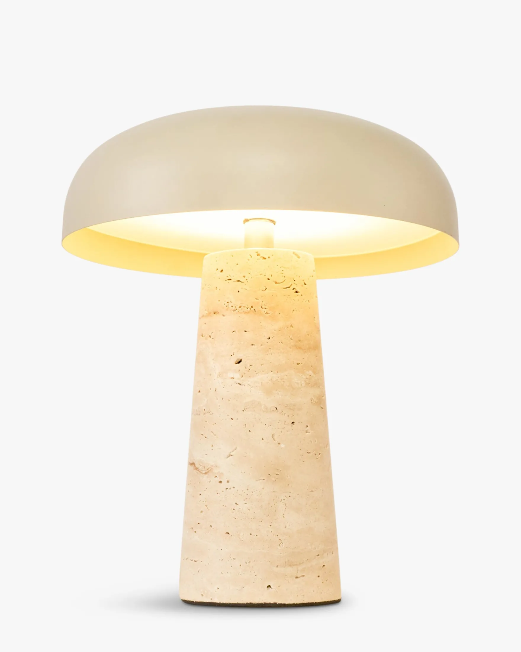 Lampe de table, Travertin & Métal beige, H31,5 Amanita