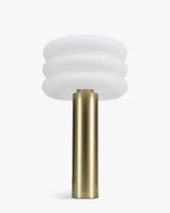 Lampe de table, Verre blanc & métal doré, H32 Houston