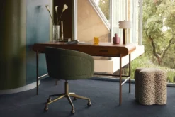 Lampe de table, Verre blanc & métal doré, H32 Houston