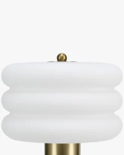 Lampe de table, Verre blanc & métal doré, H32 Houston