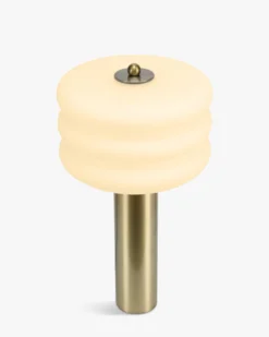 Lampe de table, Verre blanc & métal doré, H32 Houston