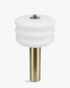 Lampe de table, Verre blanc & métal doré, H32 Houston