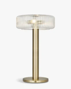 Lampe de table, Verre strié & métal doré, H51 Charlton