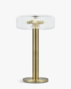 Lampe de table, Verre strié & métal doré, H51 Charlton