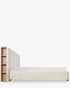 Literie, Cadre de lit avec rangement bois, crème vanille & bois noir, 160x200 Infinity