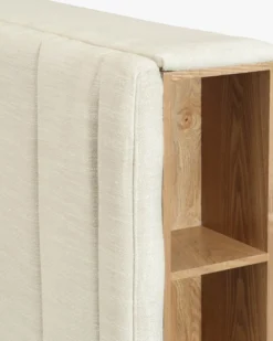 Literie, Cadre de lit avec rangement bois, crème vanille & bois noir, 160x200 Infinity