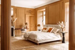 Literie, Cadre de lit avec rangement bois, crème vanille & bois noir, 160x200 Infinity