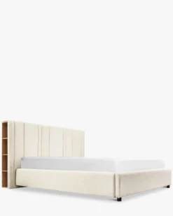 Literie, Cadre de lit avec rangement bois, crème vanille & bois noir, 160x200 Infinity