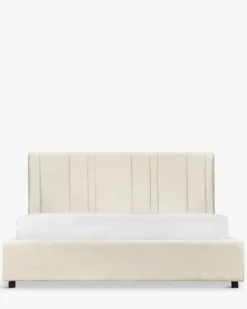 Literie, Cadre de lit avec rangement bois, crème vanille & bois noir, 160x200 Infinity