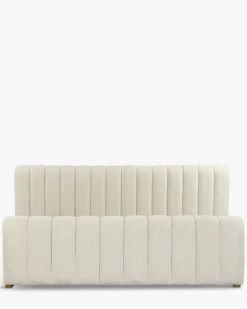 Lit 180x200, Blanc avoine bouclé & bois blond Snow