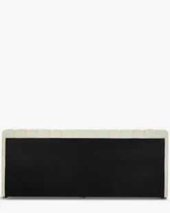 Lit 180x200, Blanc avoine bouclé & bois blond Snow
