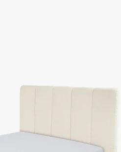 Lit 160x200, Blanc avoine bouclé & bois blond Bolton
