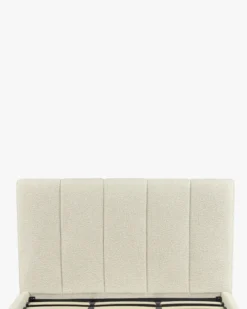 Lit 160x200, Blanc avoine bouclé & bois blond Bolton