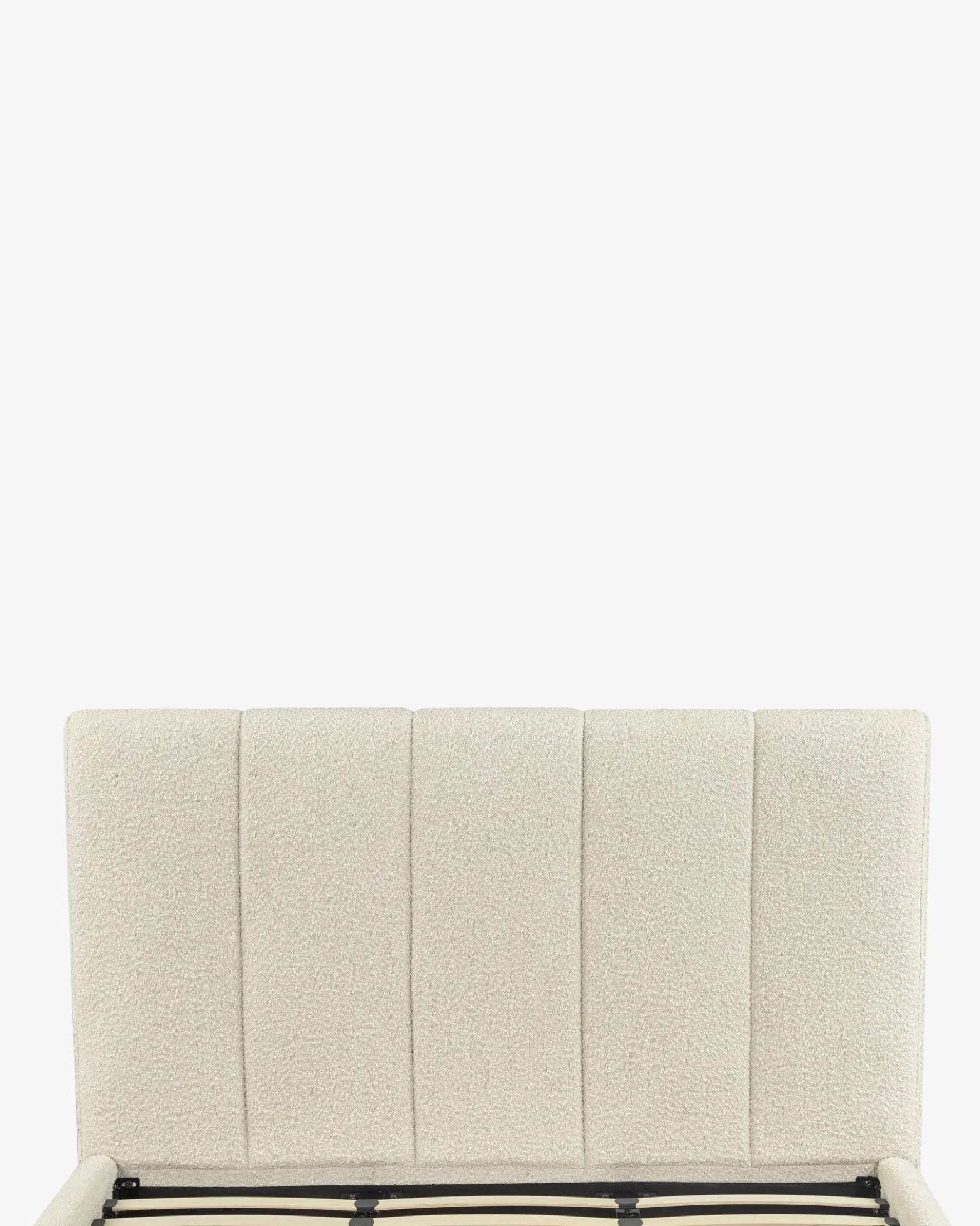 Lit 160x200, Blanc avoine bouclé & bois blond Bolton