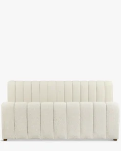 Lit 160x200, Blanc avoine bouclé & Bois blond Snow