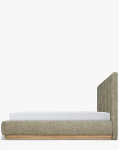 Lit 160x200, Tweed taupe & bois blond Bolton
