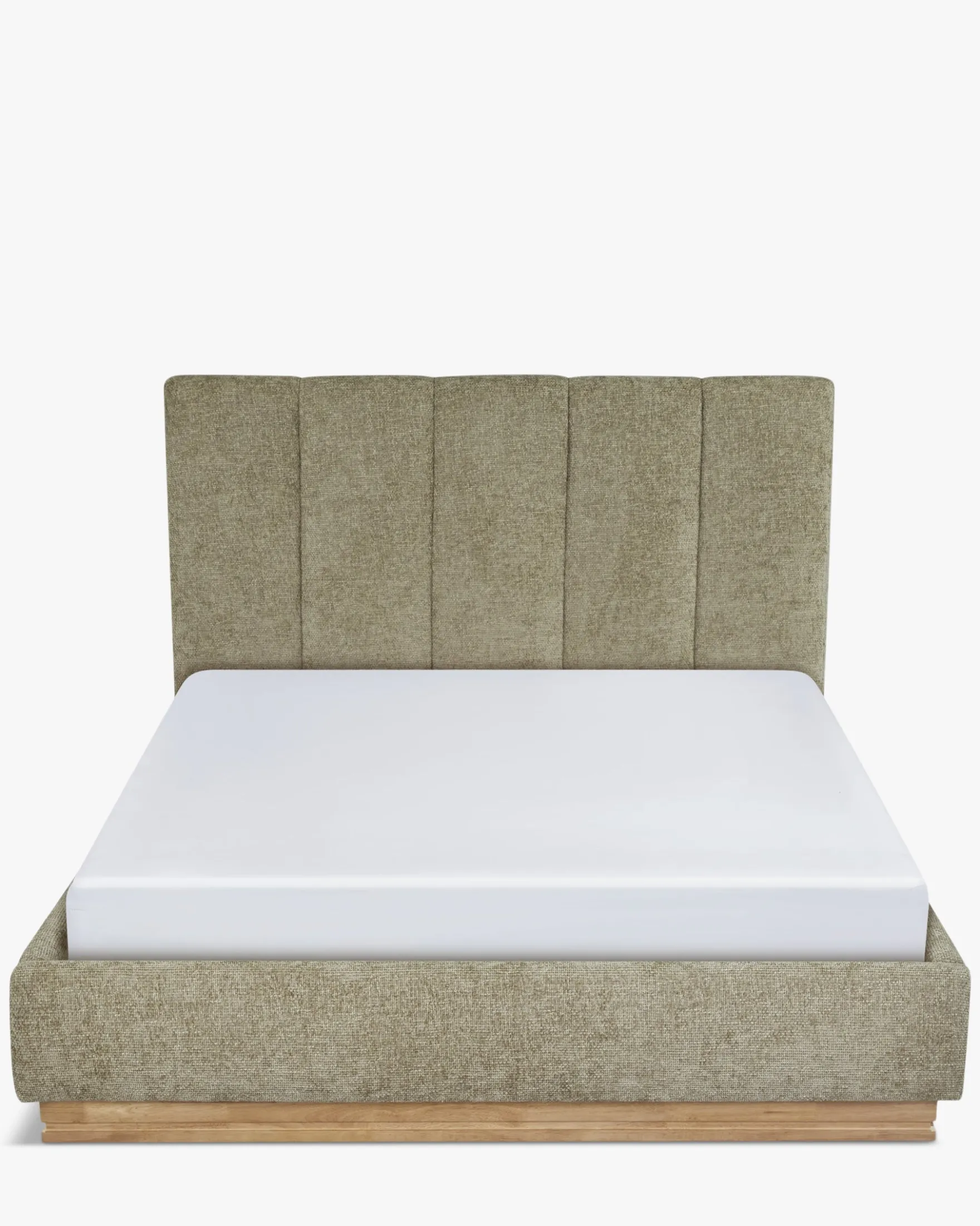 Lit 160x200, Tweed taupe & bois blond Bolton