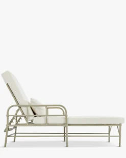 Lot de 6 bains de soleil, Tissu waterproof blanc & Métal taupe, L198 Amalfi