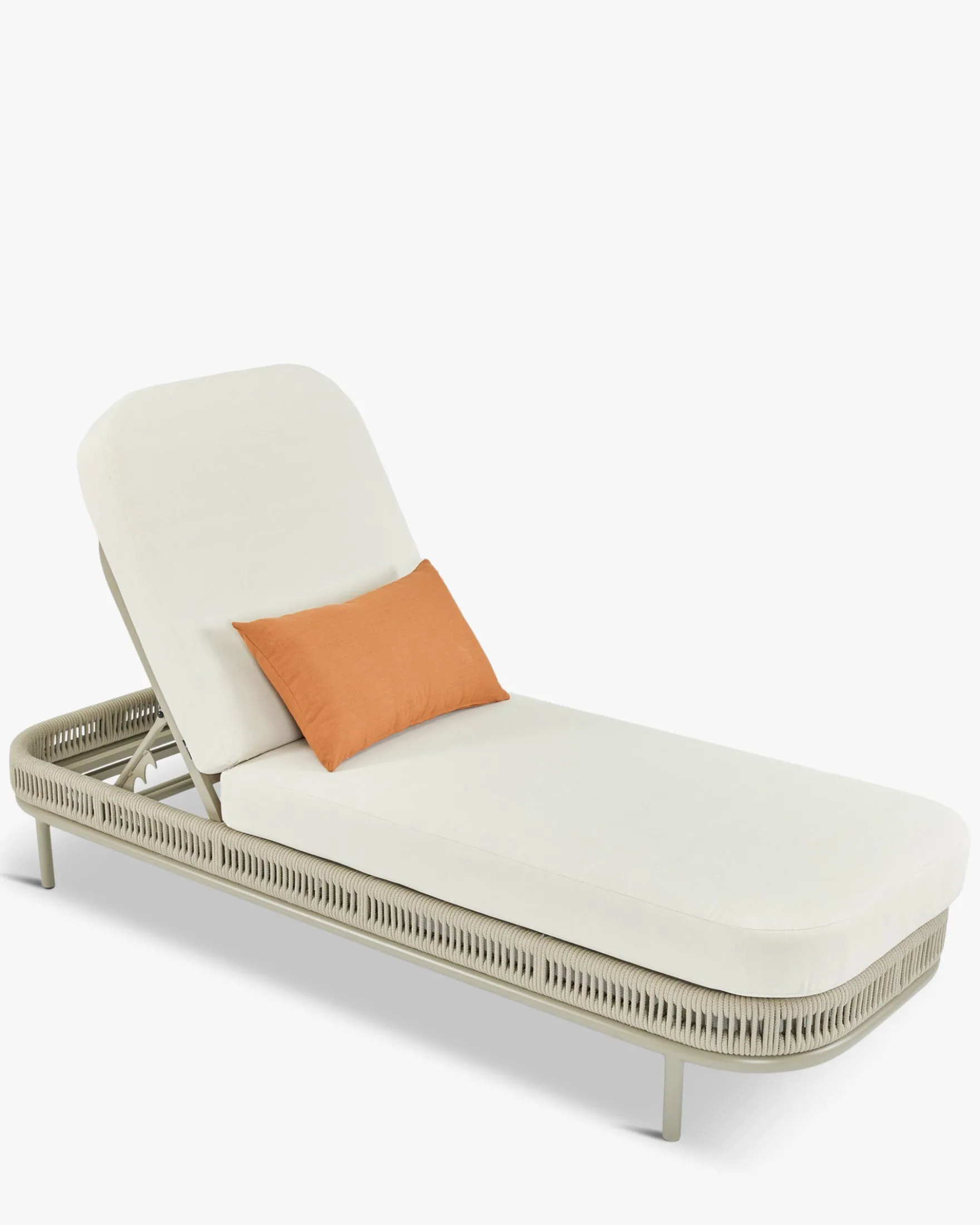 Lot de 4 bains de soleil, Tissu Waterproof Blanc & Métal taupe, L200 Florentino