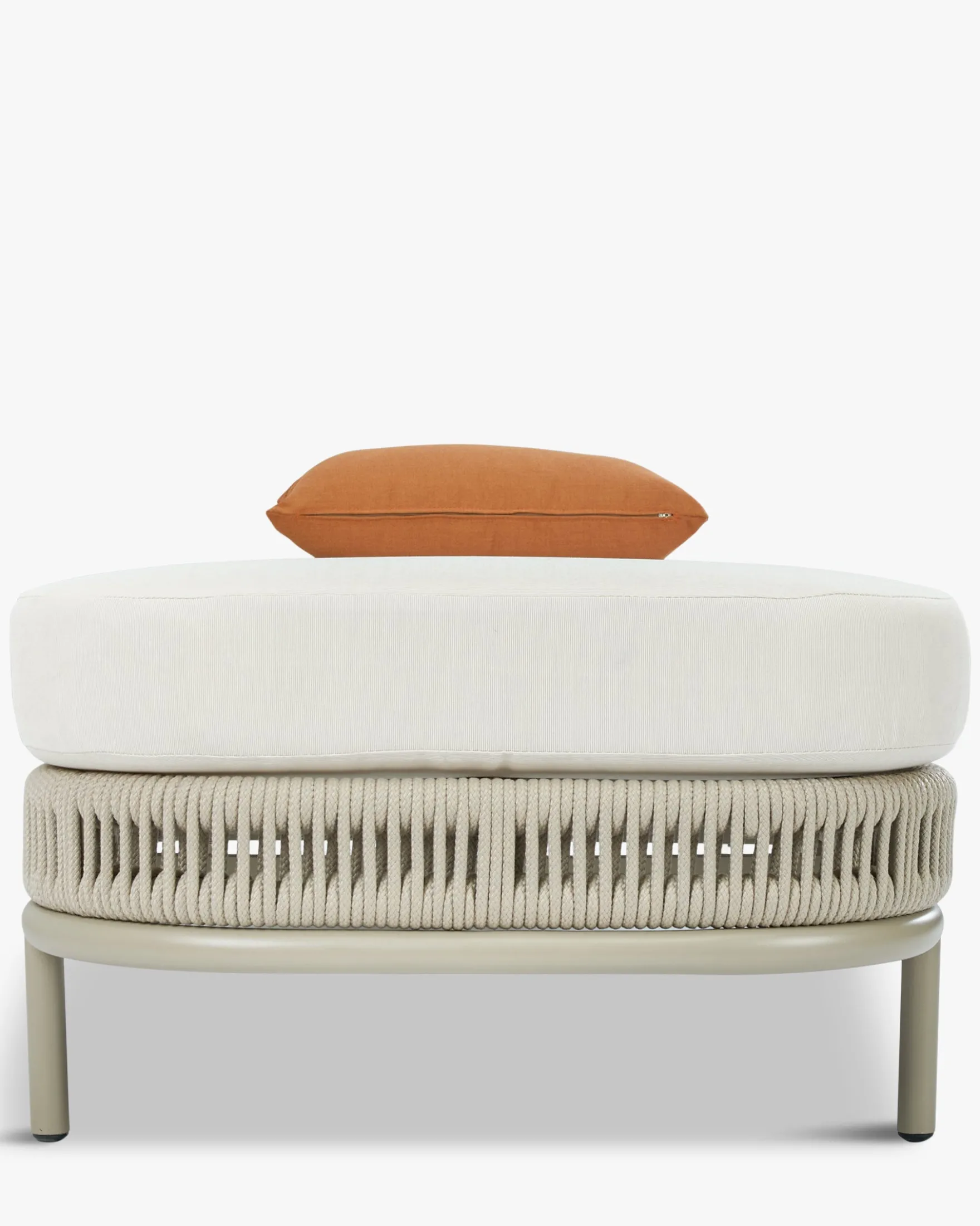 Lot de 4 bains de soleil, Tissu Waterproof Blanc & Métal taupe, L200 Florentino