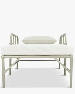 Lot de 4 bains de soleil, Tissu waterproof blanc & Métal taupe, L198 Amalfi
