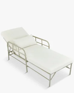 Lot de 4 bains de soleil, Tissu waterproof blanc & Métal taupe, L198 Amalfi