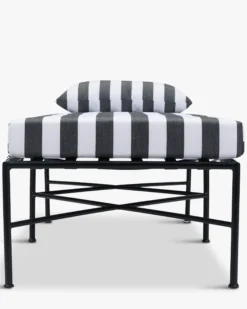 Lot de 4 bains de soleil, Tissu Waterproof Noir-Blanc & Métal noir, L198 Bel air