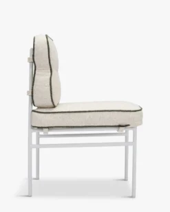 Lot de 4 chaises de jardin, Beige bouclé, Vert sauge & Métal blanc Maddalena