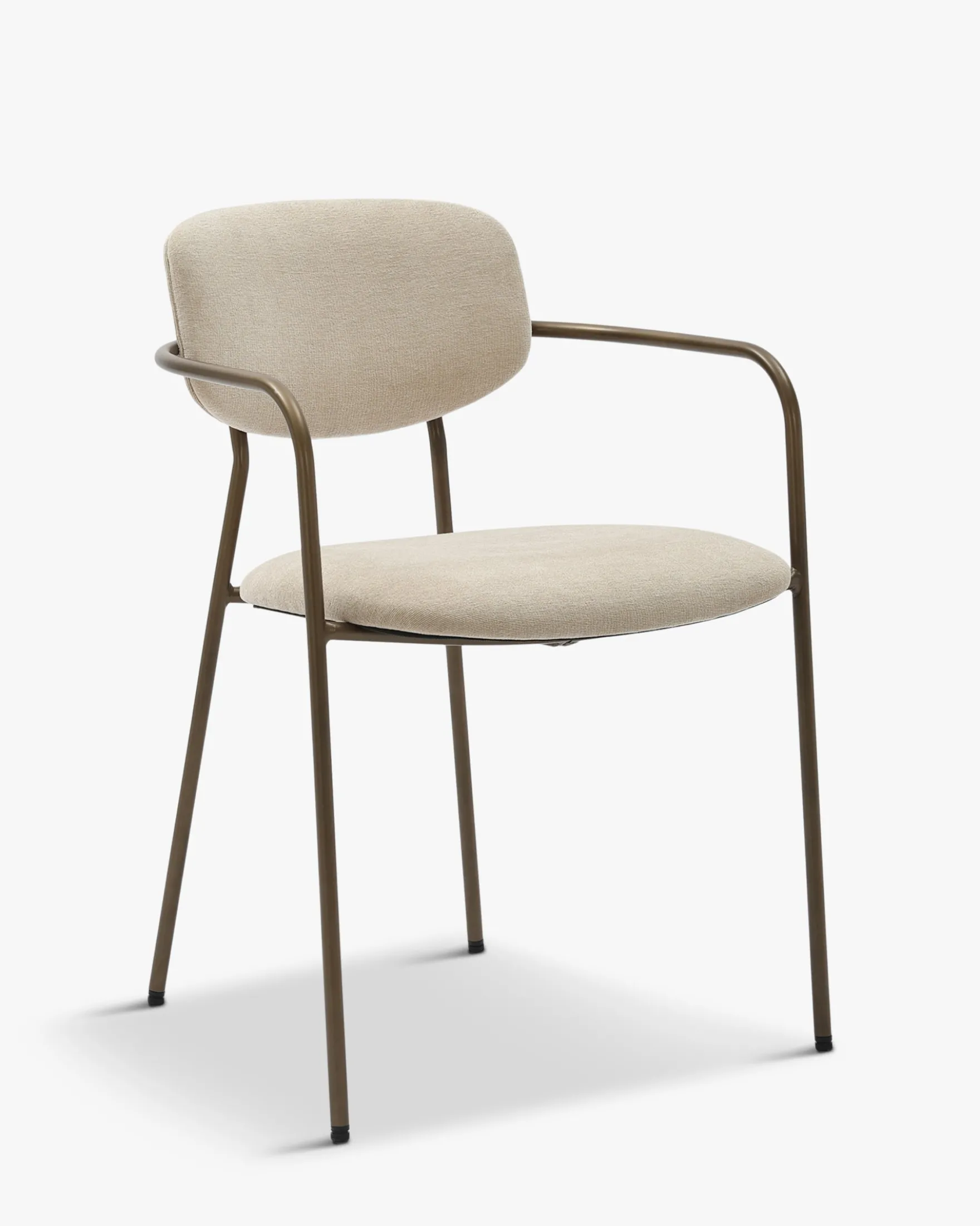 Lot de 2 chaises empilables, Beige déperlant & métal cuivré Aya