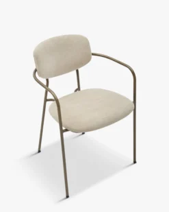 Lot de 2 chaises empilables, Beige déperlant & métal cuivré Aya