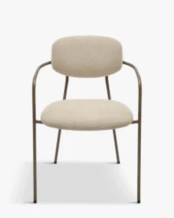 Lot de 2 chaises empilables, Beige déperlant & métal cuivré Aya