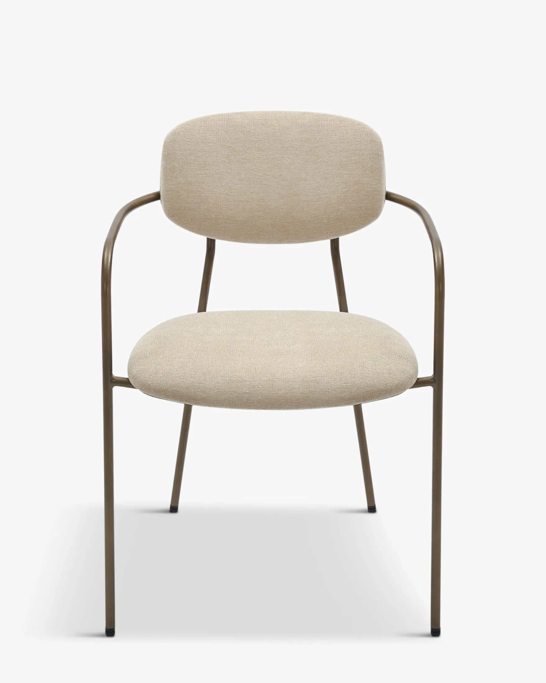 Lot de 2 chaises empilables, Beige déperlant & métal cuivré Aya
