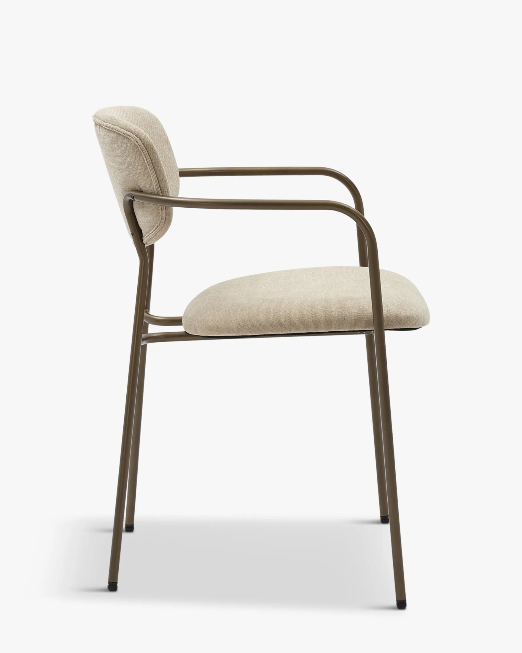 Lot de 2 chaises empilables, Beige déperlant & métal cuivré Aya