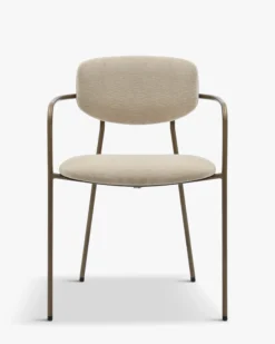 Lot de 2 chaises empilables, Beige déperlant & métal cuivré Aya