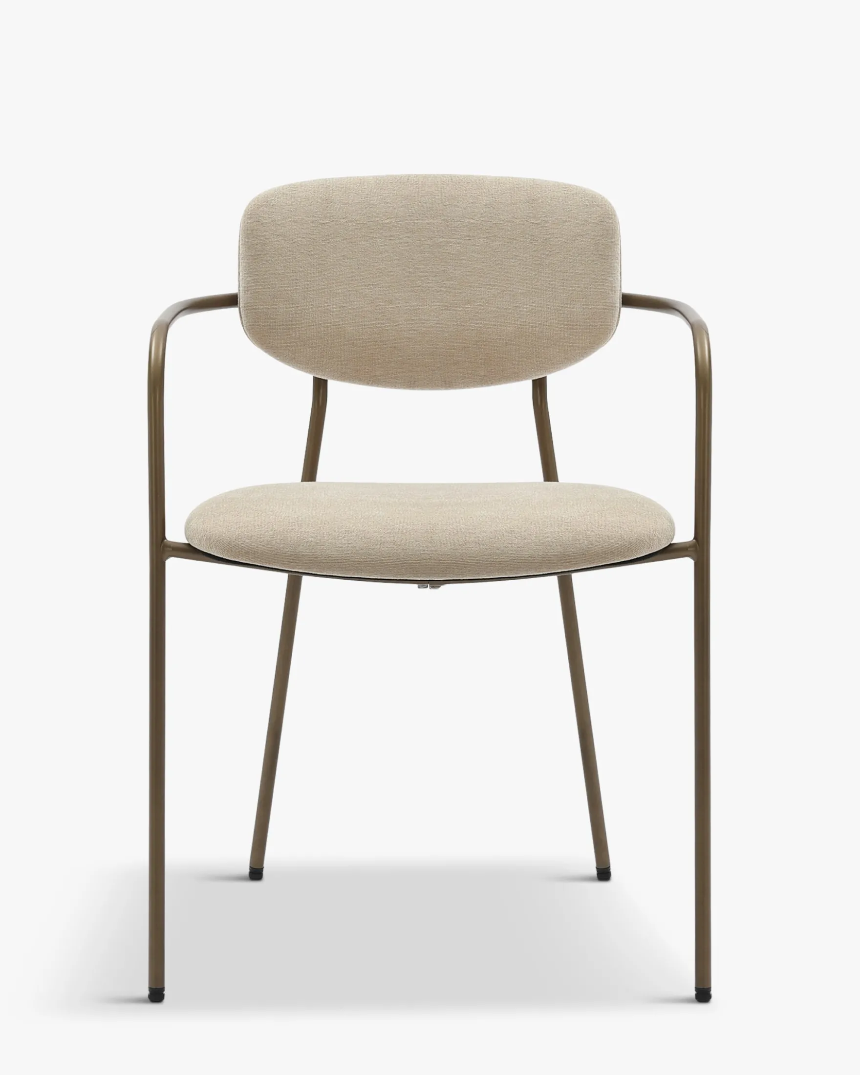 Lot de 2 chaises empilables, Beige déperlant & métal cuivré Aya