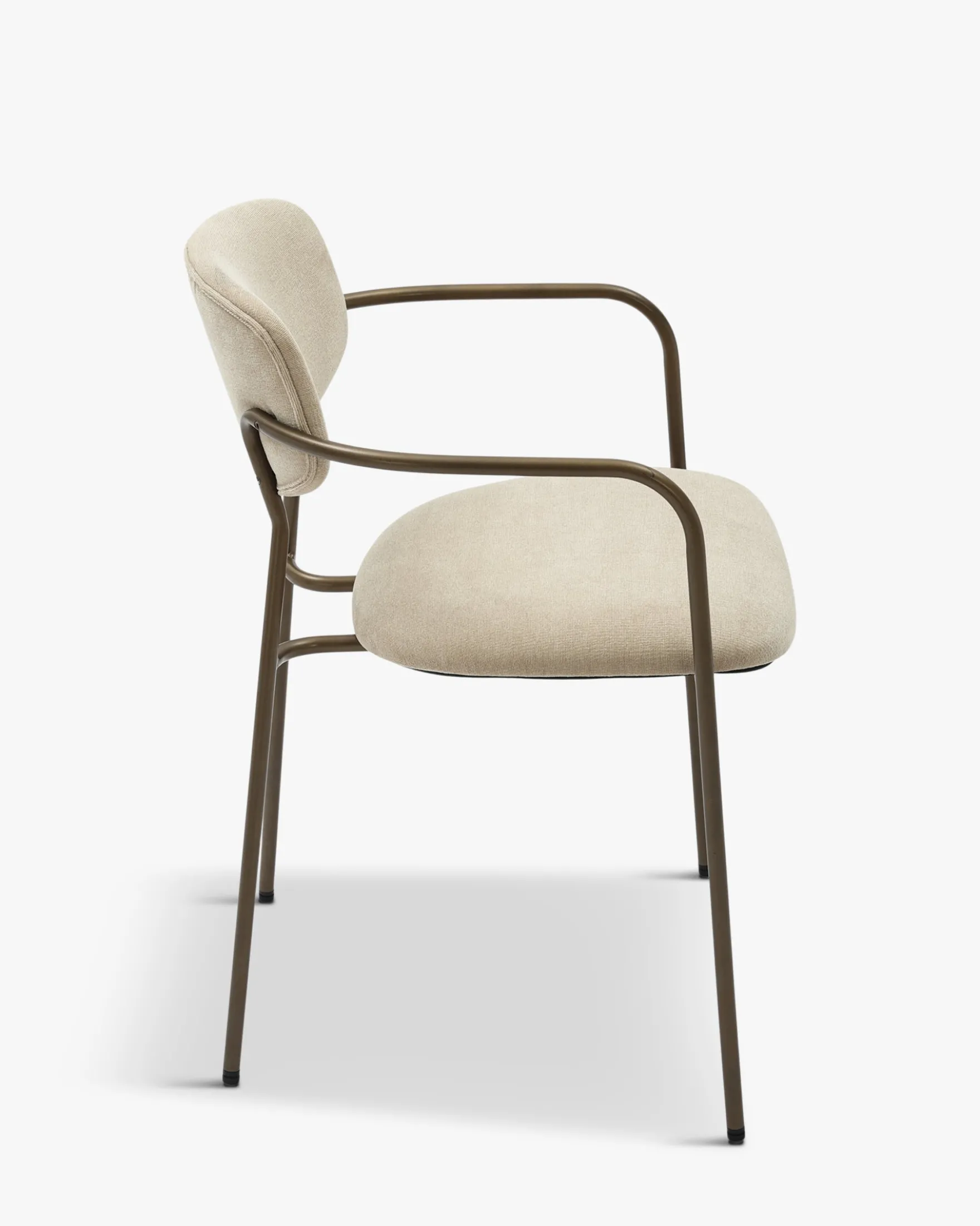 Lot de 2 chaises empilables, Beige déperlant & métal cuivré Aya