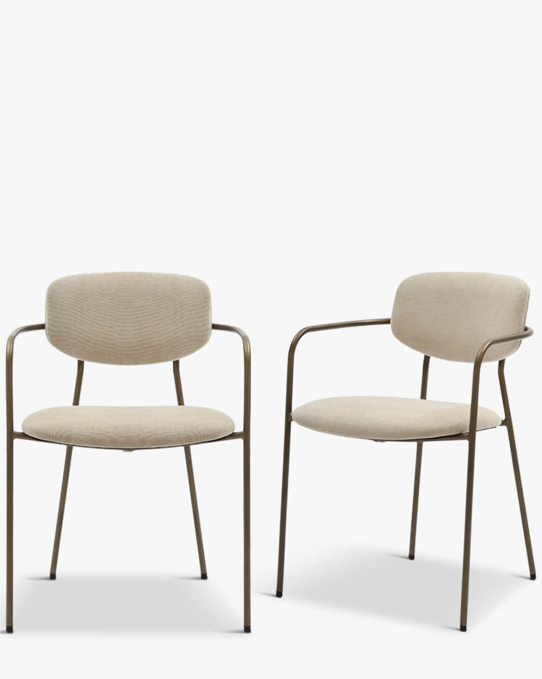 Lot de 2 chaises empilables, Beige déperlant & métal cuivré Aya