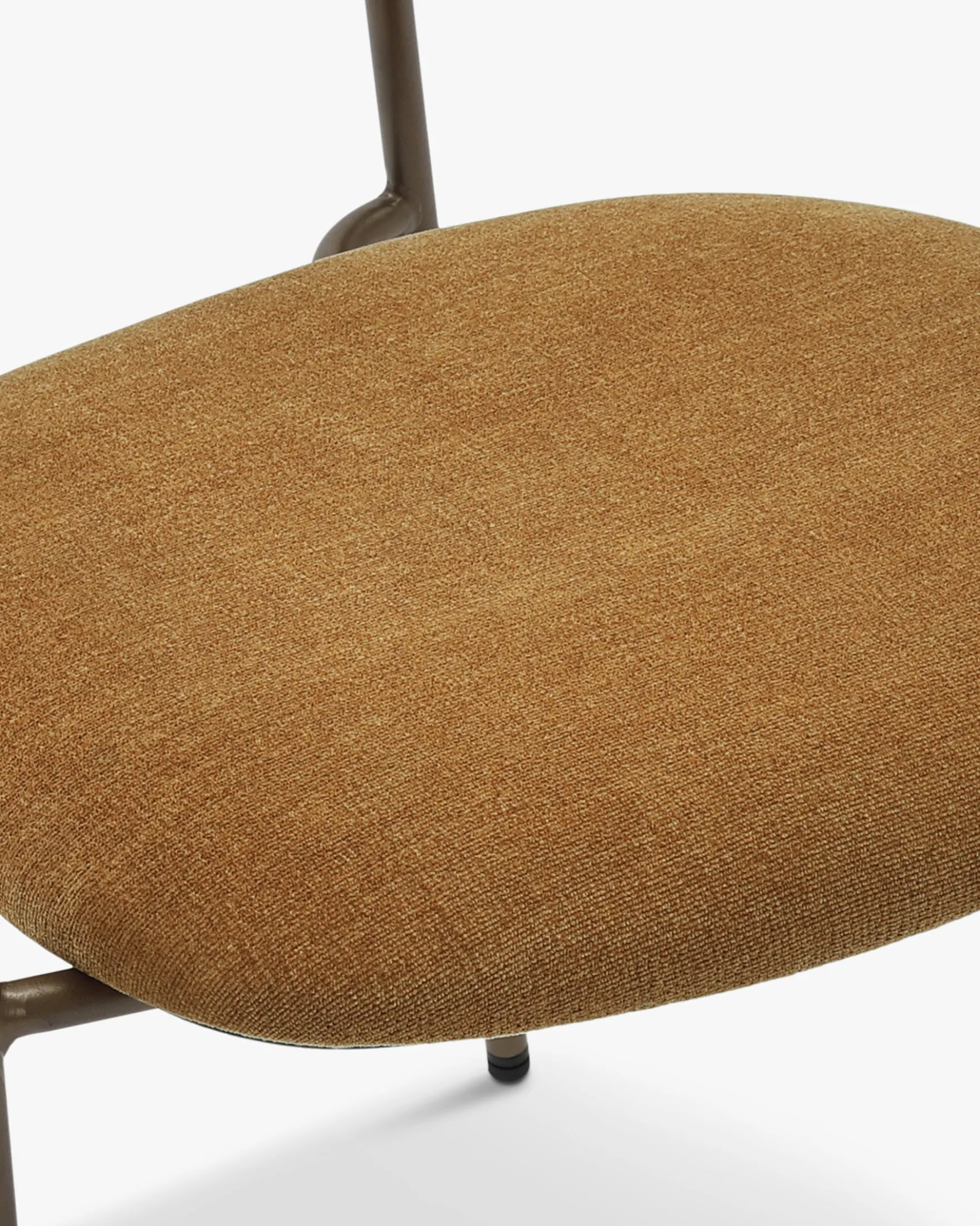 Lot de 2 chaises empilables, Marron ocre déperlant & métal cuivré Aya