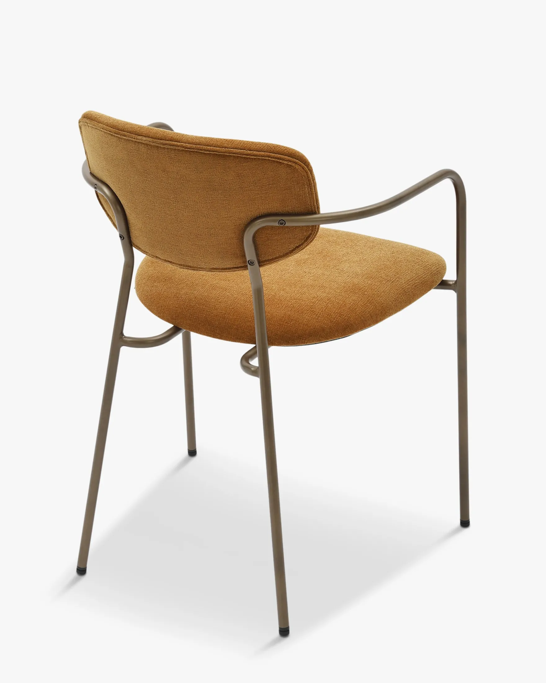 Lot de 2 chaises empilables, Marron ocre déperlant & métal cuivré Aya