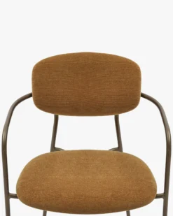 Lot de 2 chaises empilables, Marron ocre déperlant & métal cuivré Aya