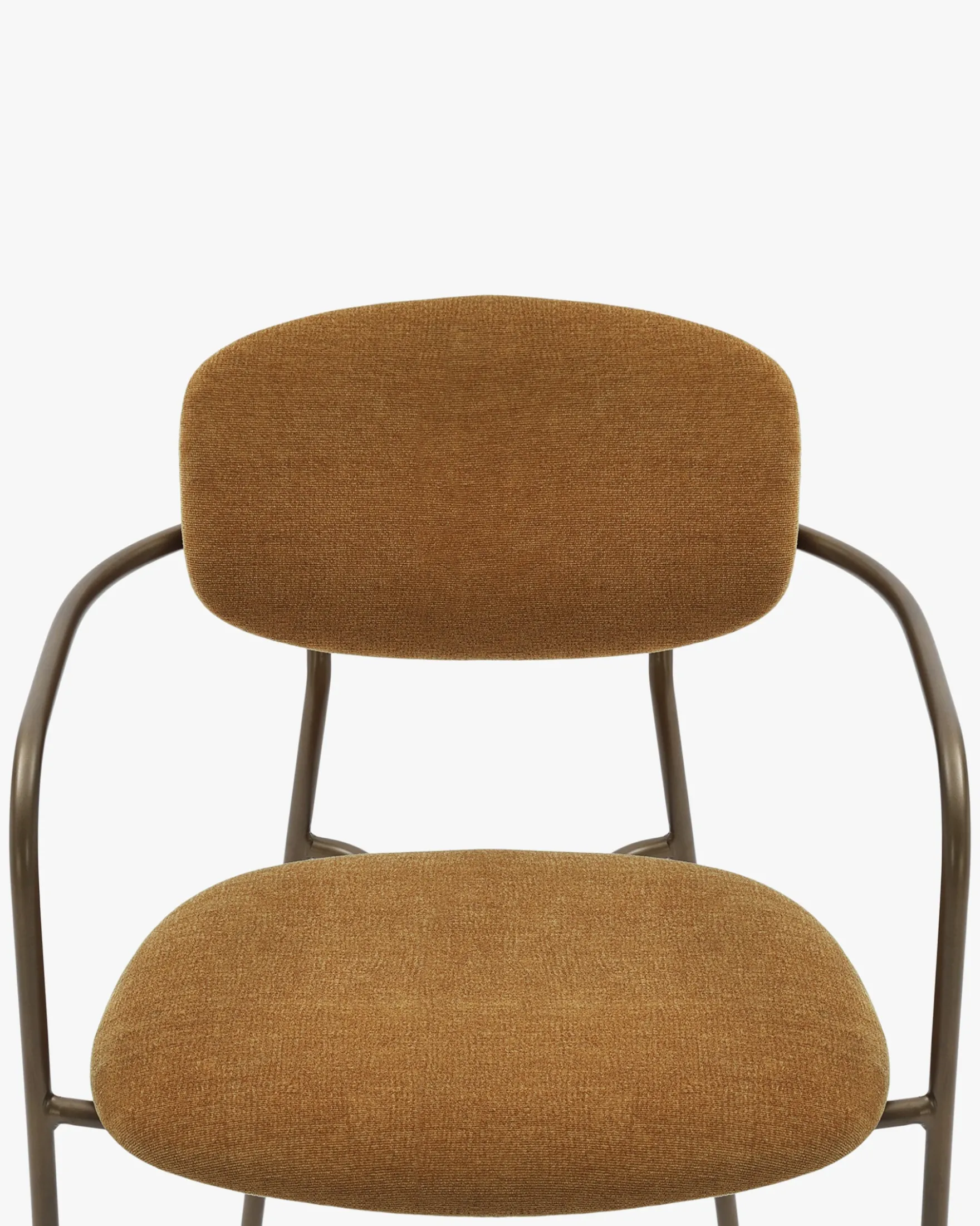 Lot de 2 chaises empilables, Marron ocre déperlant & métal cuivré Aya
