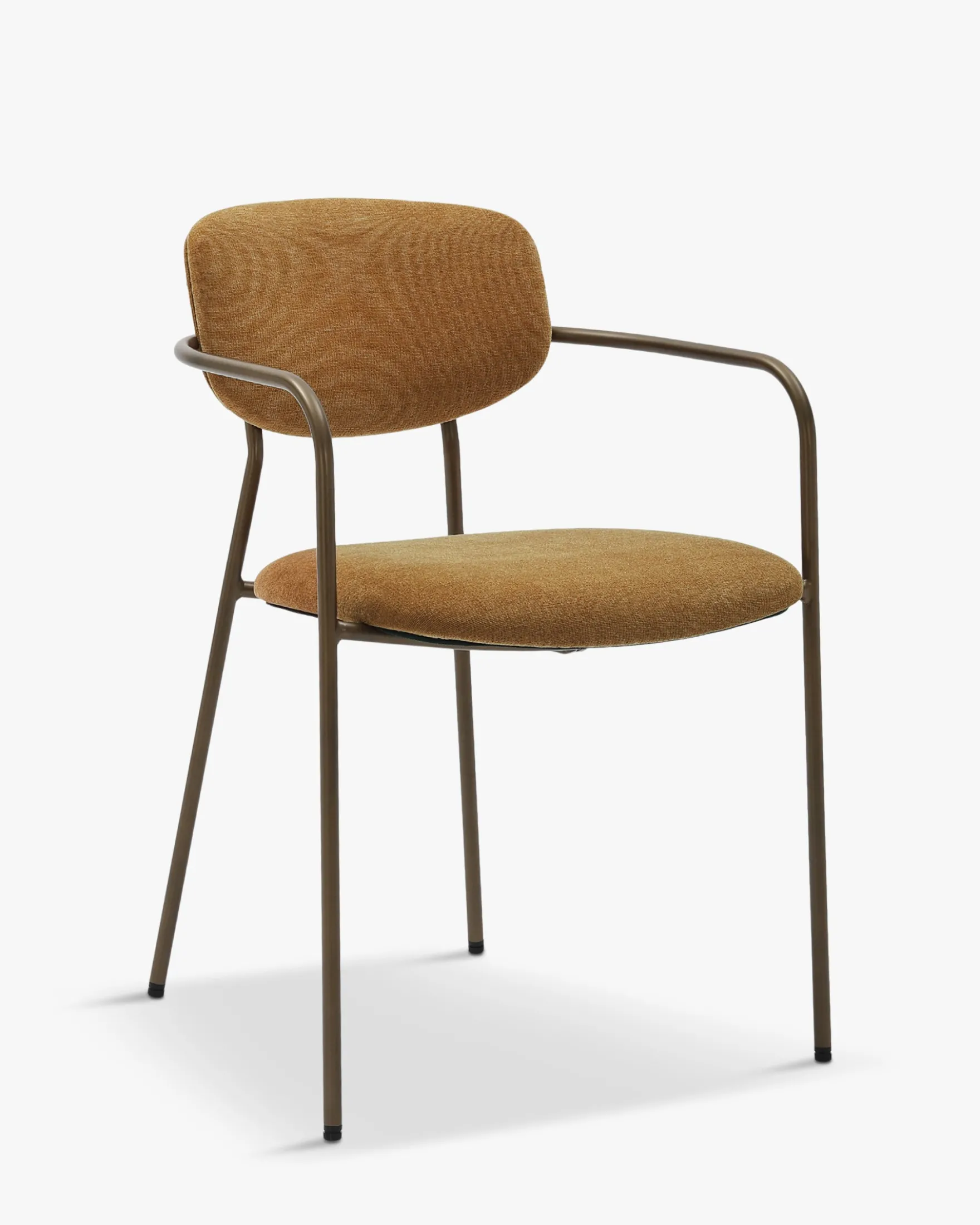 Lot de 2 chaises empilables, Marron ocre déperlant & métal cuivré Aya